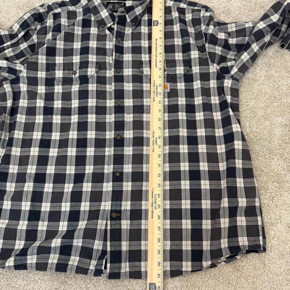 Carhartt Navy and White Plaid Button Down Shirt - Picture 8 of 11